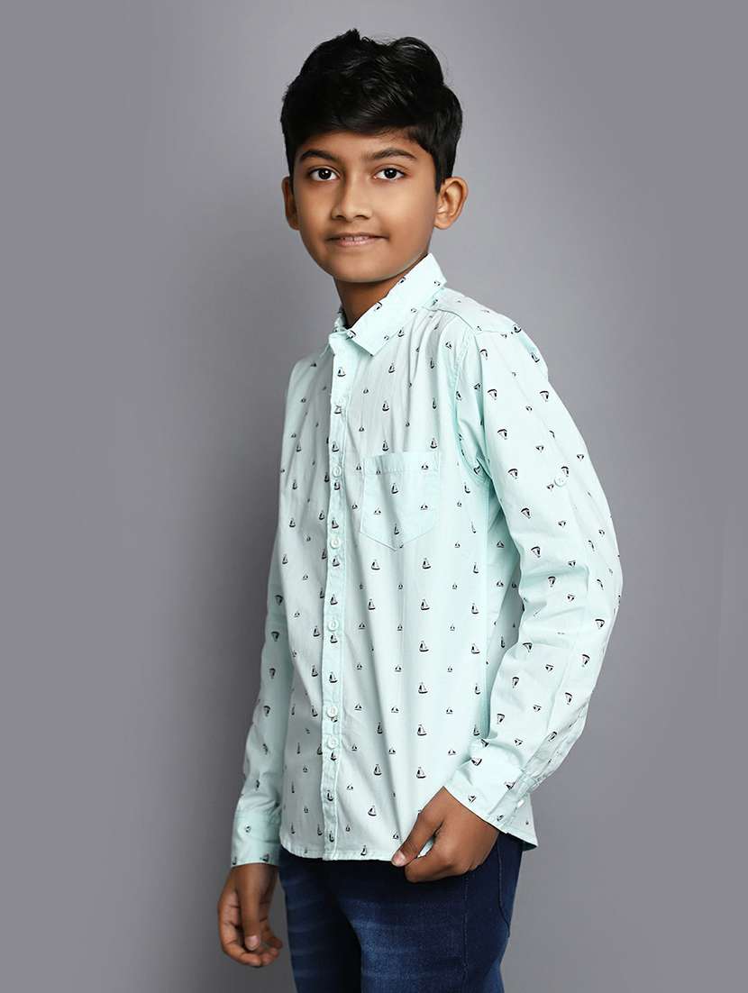 boys light blue printed full sleeve shirt - 20595425 -  Standard Image - 1