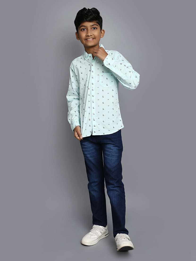 boys light blue printed full sleeve shirt - 20595425 -  Standard Image - 4