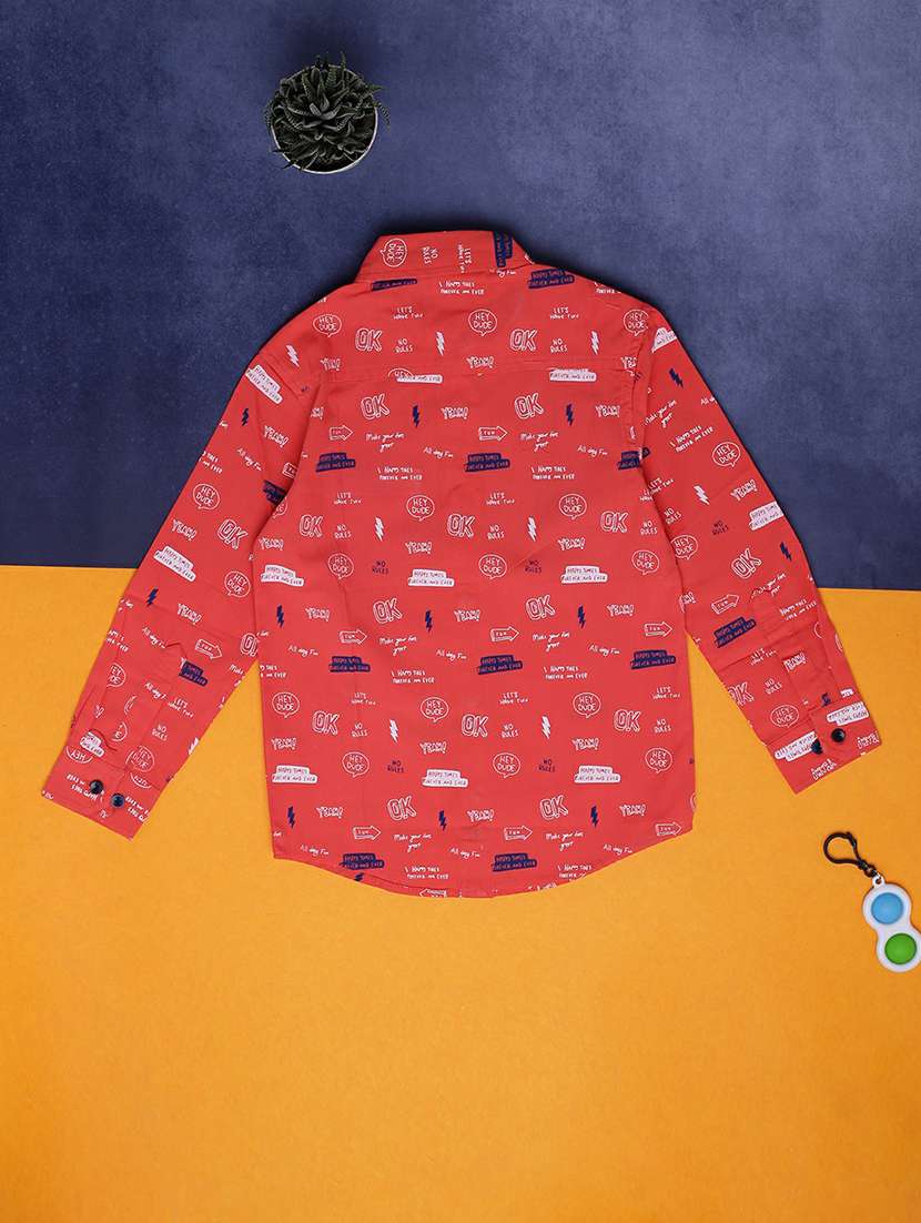 boys orange printed full sleeve shirt - 20595426 -  Standard Image - 1