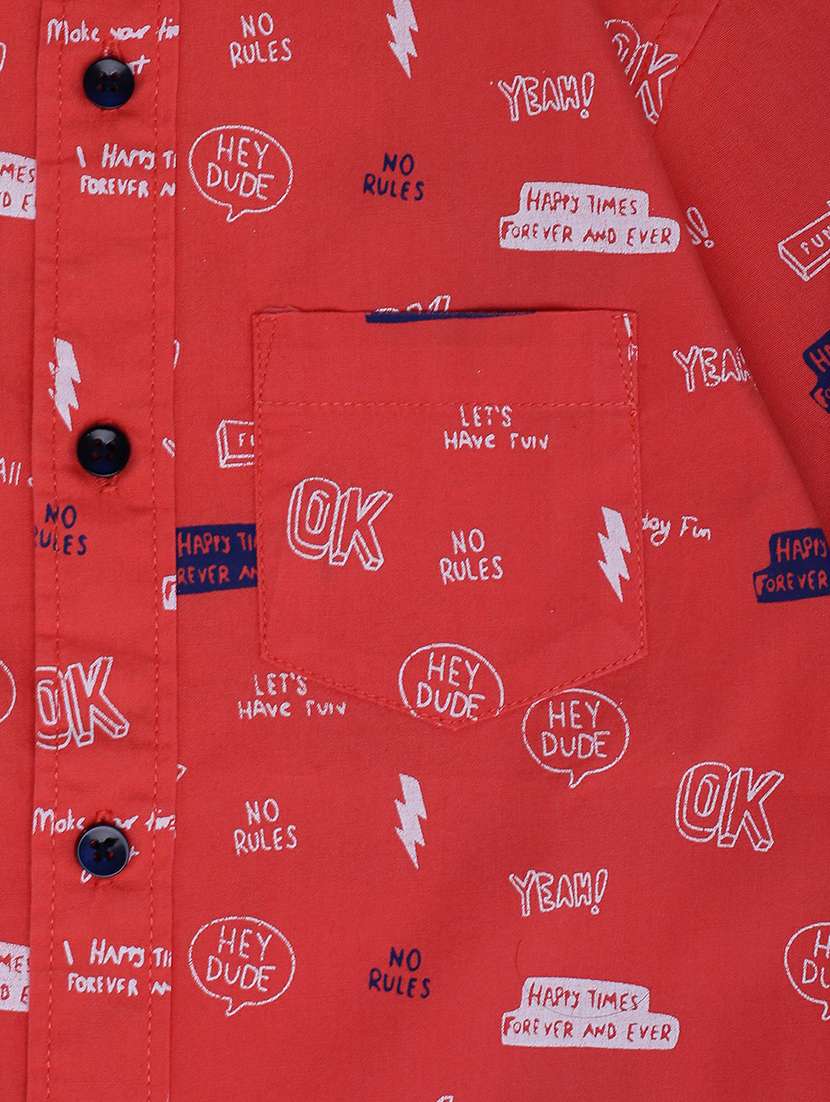 boys orange printed full sleeve shirt - 20595426 -  Standard Image - 4