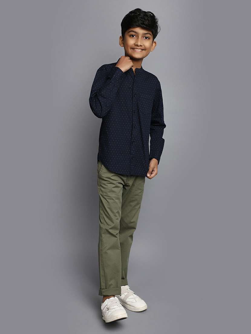 boys navy blue printed cotton shirt - 20595430 -  Standard Image - 4