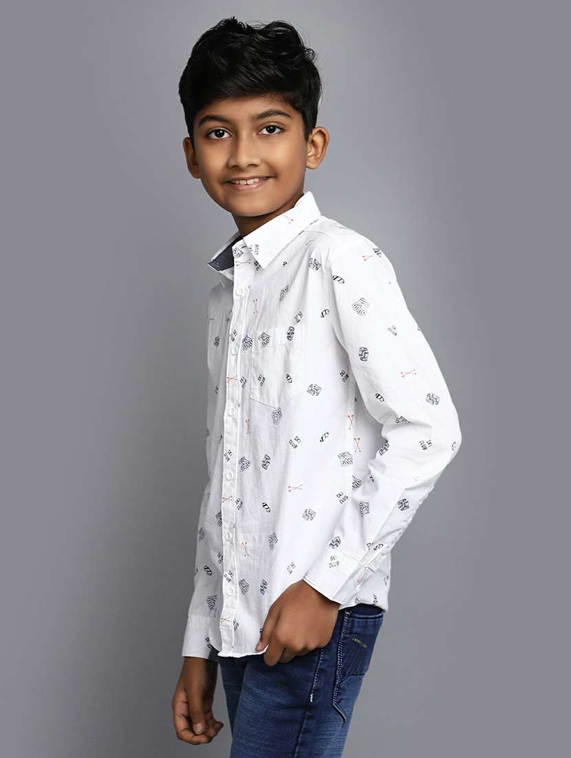 boys white printed shirt - 20595433 -  Standard Image - 1