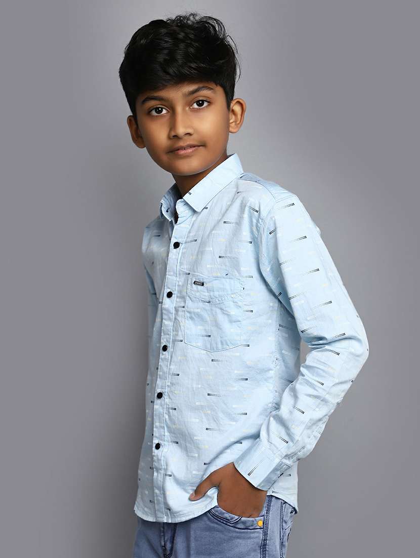 boys purist blue printed cotton shirt - 20595445 -  Standard Image - 1