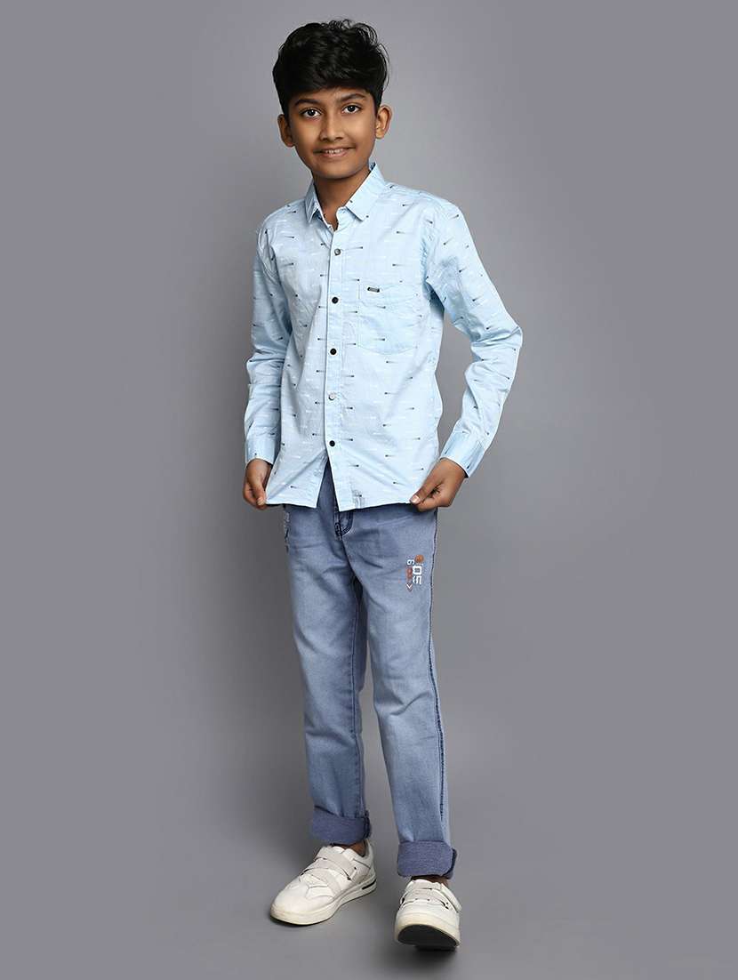 boys purist blue printed cotton shirt - 20595445 -  Standard Image - 4