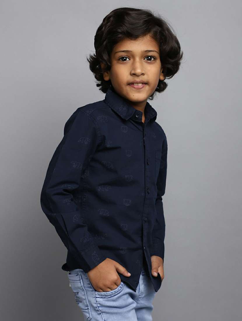boys blue printed shirt - 20595448 -  Standard Image - 1