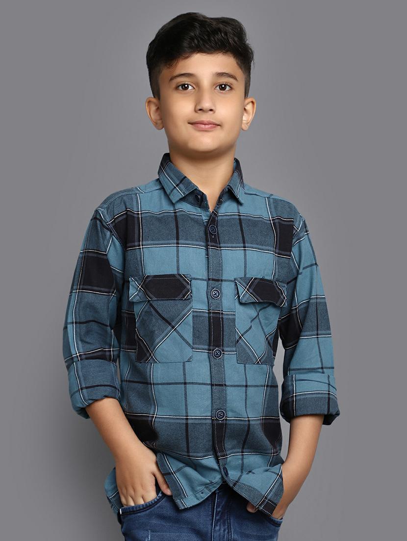 boys blue & black checkered shirt