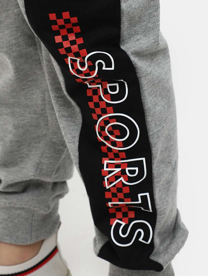boys grey & black cotton joggers - 20595474 -  Standard Image - 4