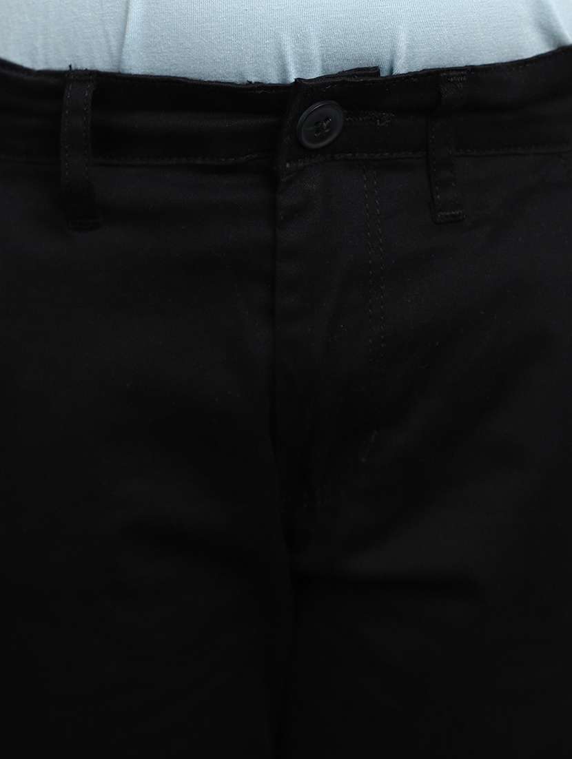 boys solid black chino trousers - 20595491 -  Standard Image - 4