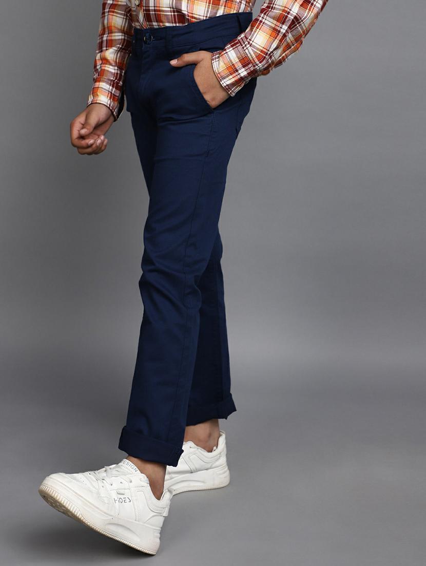 boys blue solid regular chinos - 20595492 - Standard Image - 1