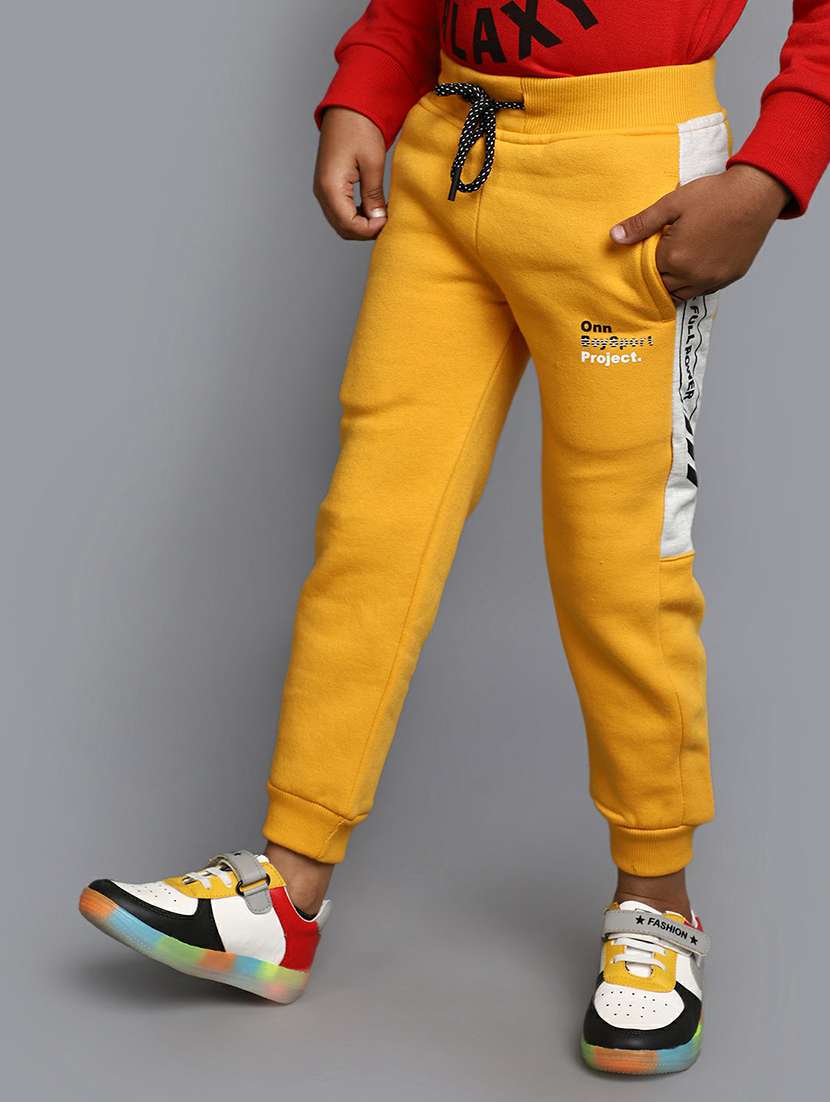 boys yellow side taped joggers - 20595518 - Standard Image - 1