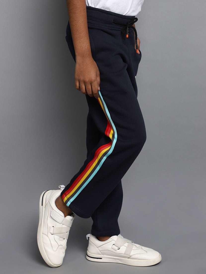 boys navy blue side taped trousers - 20595527 -  Standard Image - 1