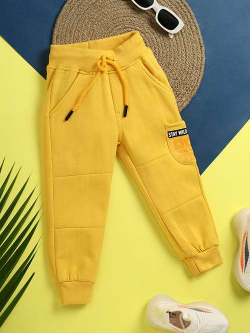 yellow cotton casual joggers - 20595537 - Standard Image - 0