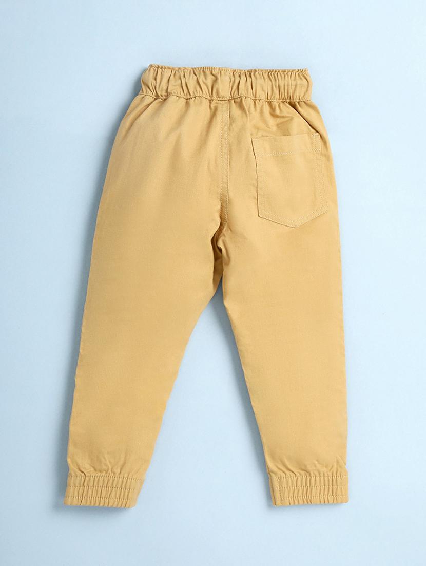 khaki cotton solid joggers - 20595558 - Standard Image - 1