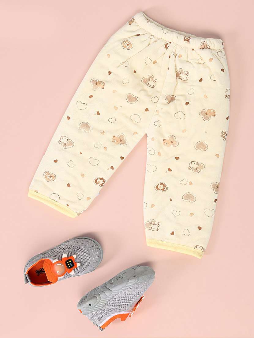boys beige printed regular trouser