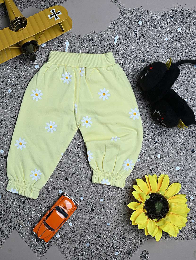printed light yellow cotton casual joggers - 20595575 -  Standard Image - 1