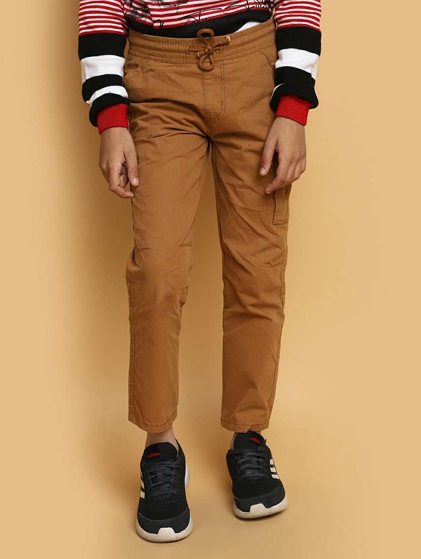 boys brown cotton solid cargo