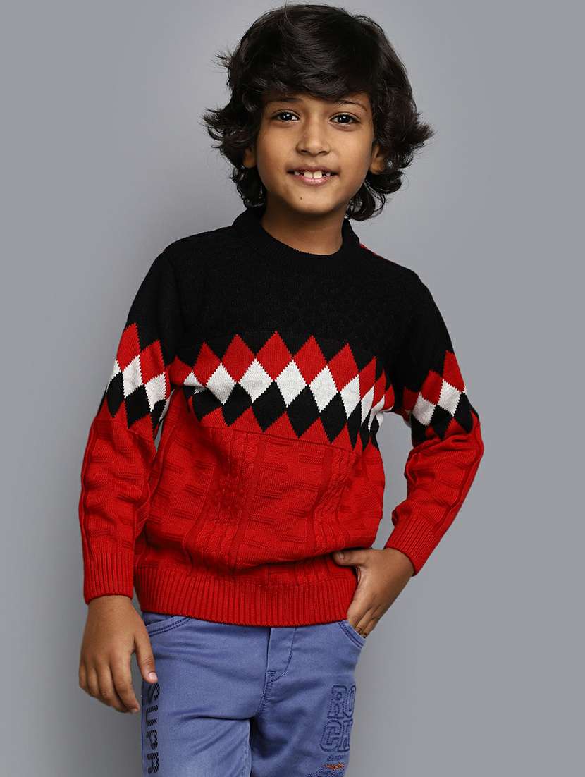 boys round neck printed sweater