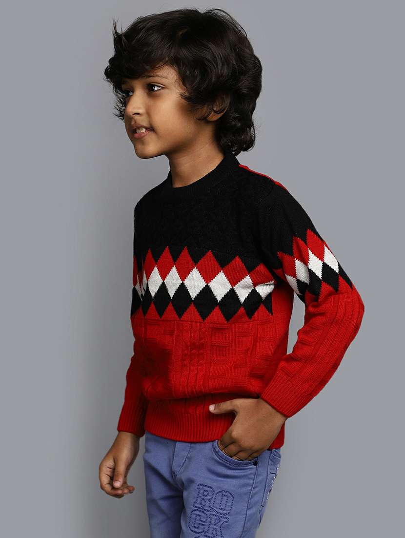 boys round neck printed sweater - 20595694 -  Standard Image - 1