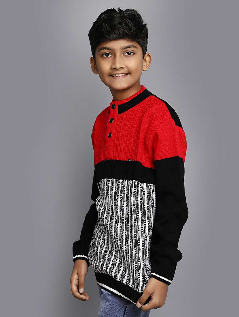 boys self design long sleeve sweater - 20595702 -  Standard Image - 1