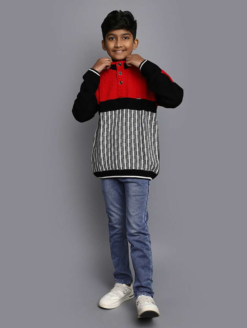 boys self design long sleeve sweater - 20595702 -  Standard Image - 4