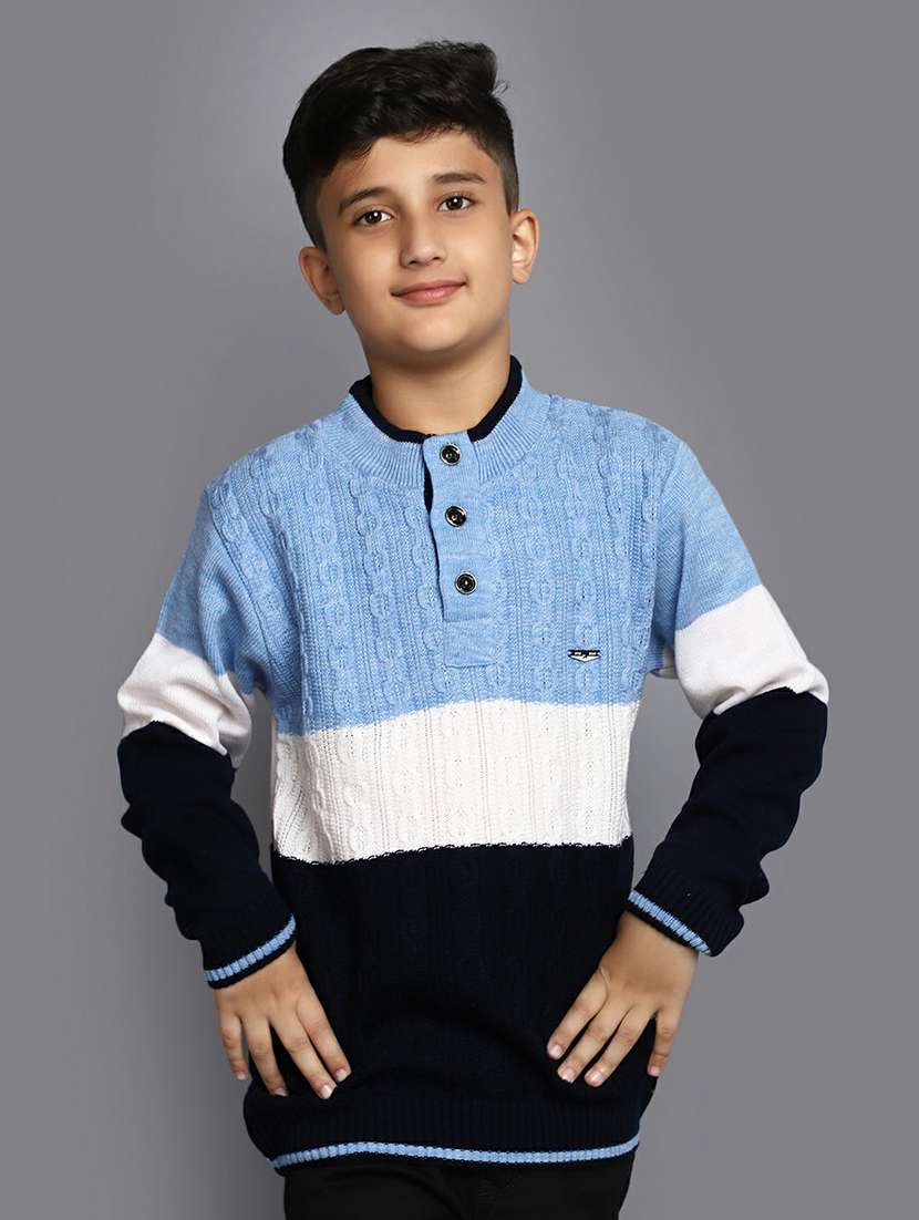 boys color block full sleeve sweater