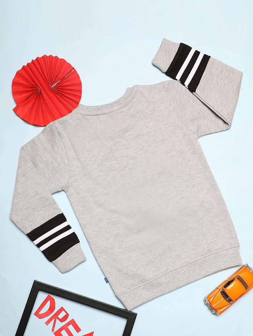 grey melange front print sweatshirt - 20595786 -  Standard Image - 1