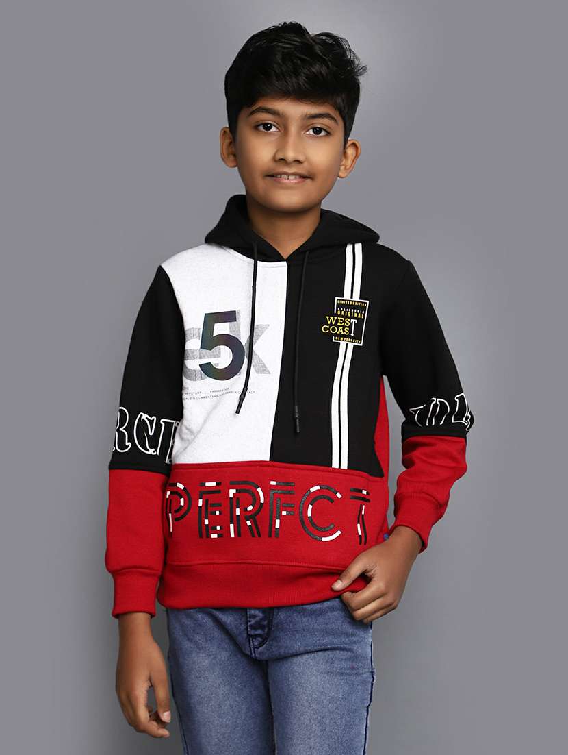 boys long sleeved color block sweatshirt