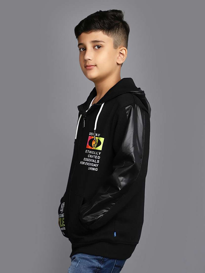 boys black hooded zipper sweatshirt - 20595793 -  Standard Image - 1