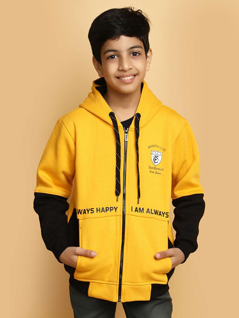 boys yellow & black hooded sweatshirt