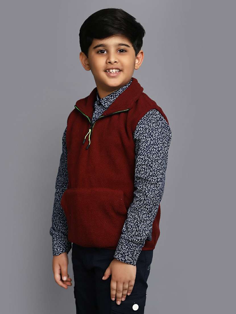 boys maroon sleeveless sweater - 20595852 -  Standard Image - 1
