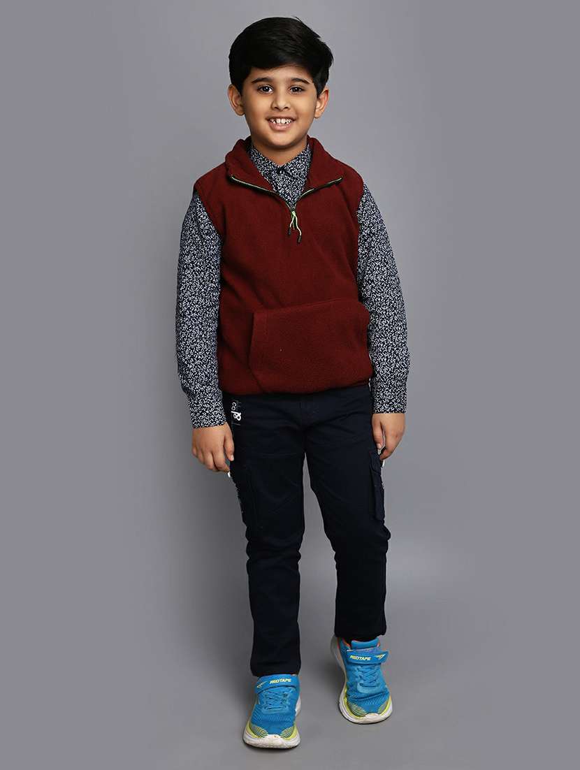boys maroon sleeveless sweater - 20595852 -  Standard Image - 4