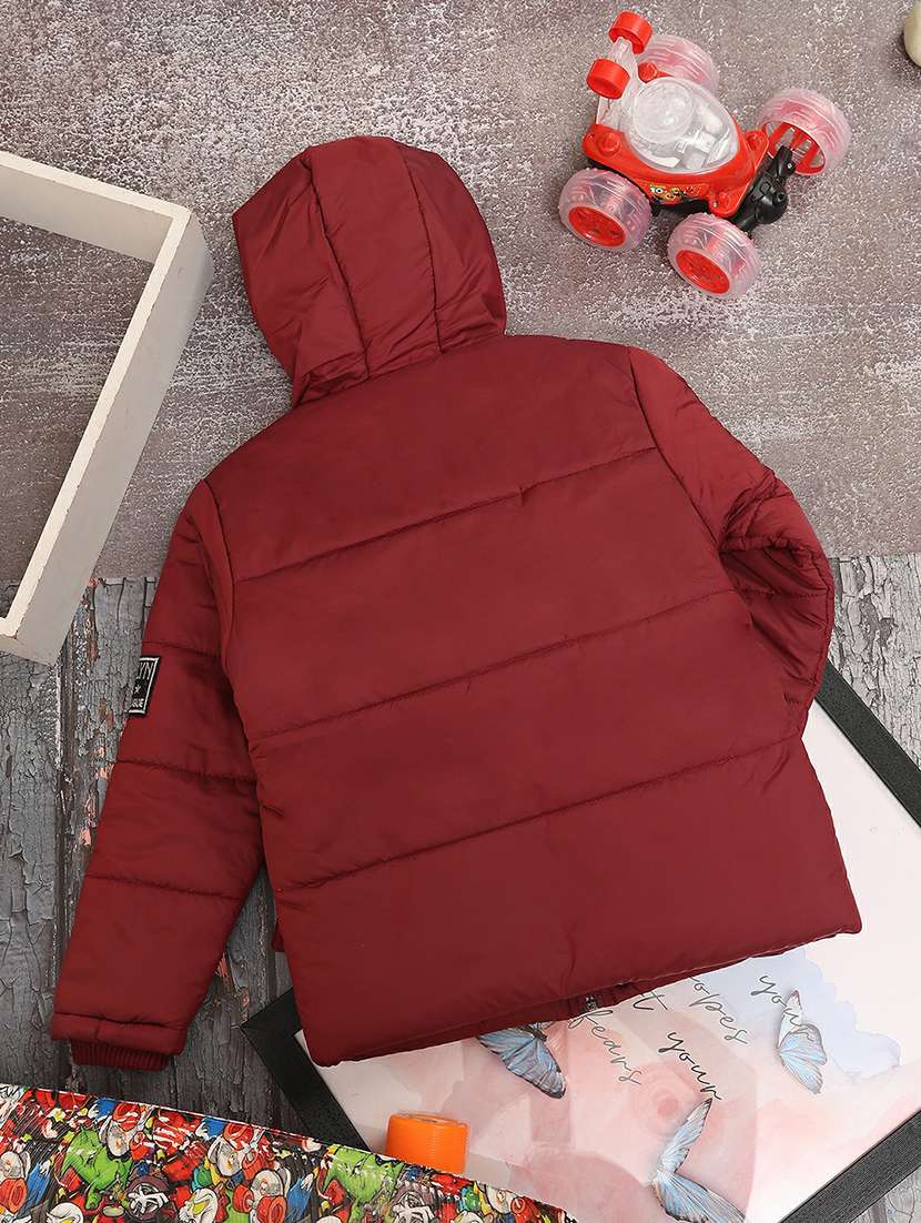 maroon solid full sleeve quilted jacket - 20595874 -  Standard Image - 1