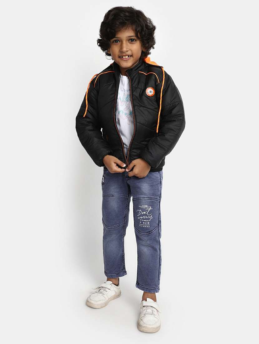 boys black hooded quilted jacket - 20595890 - Standard Image - 4