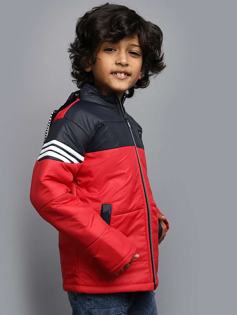 boys red & navy cotton quilted jacket - 20595907 -  Standard Image - 1