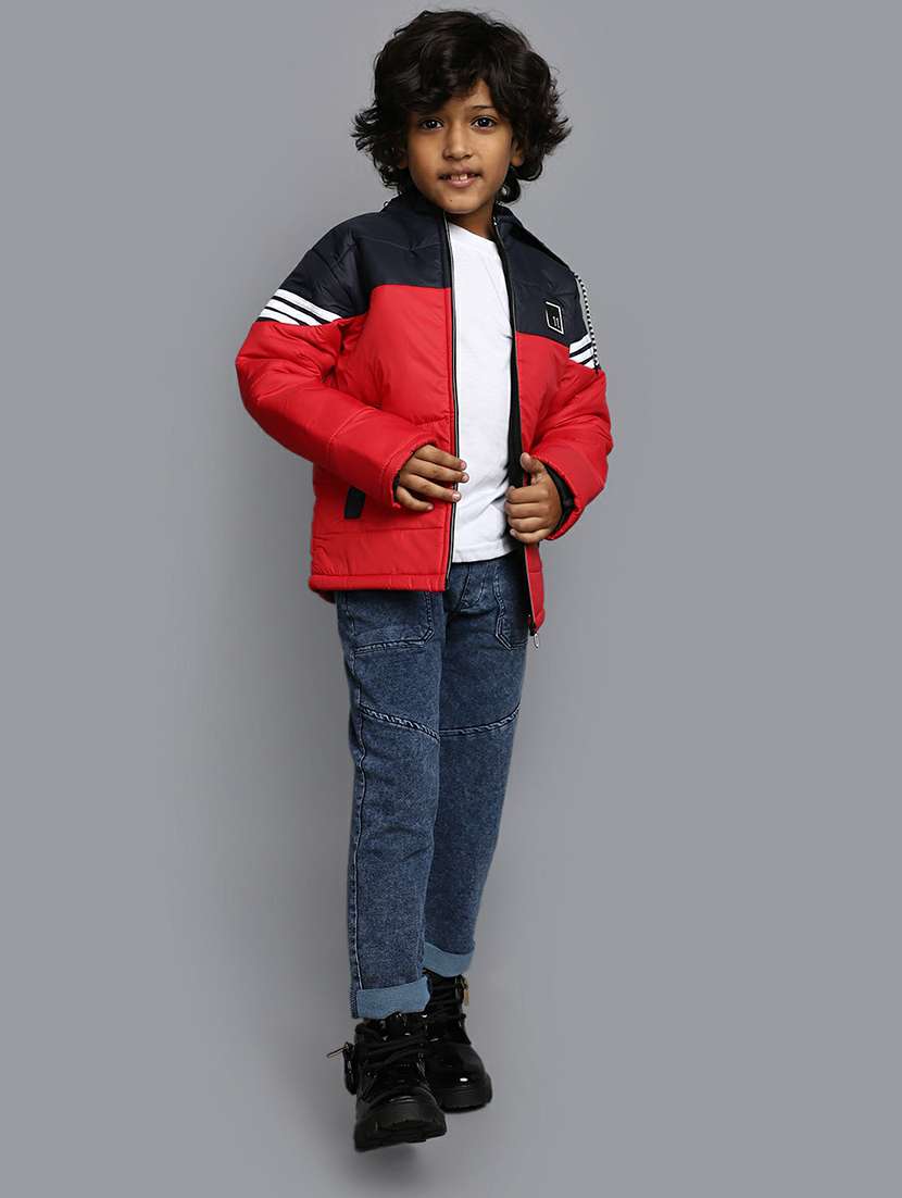 boys red & navy cotton quilted jacket - 20595907 -  Standard Image - 4