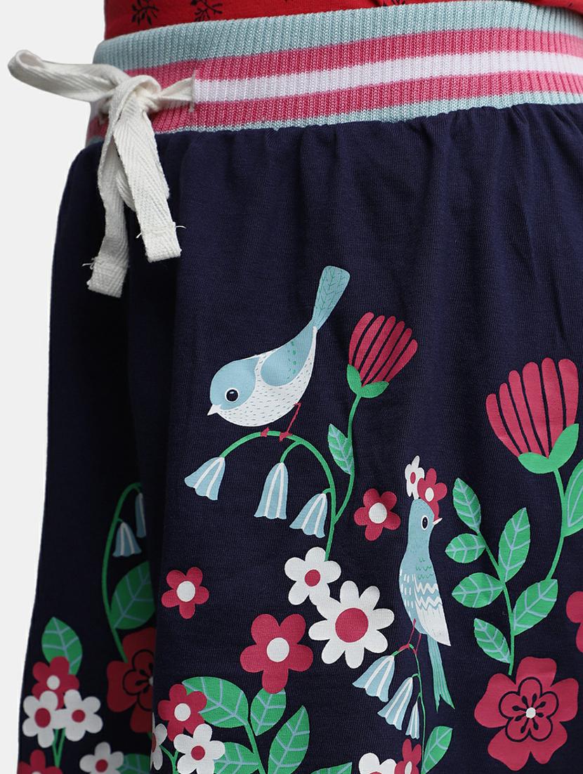 girls navy blue printed flared skirt - 20595942 - Standard Image - 4