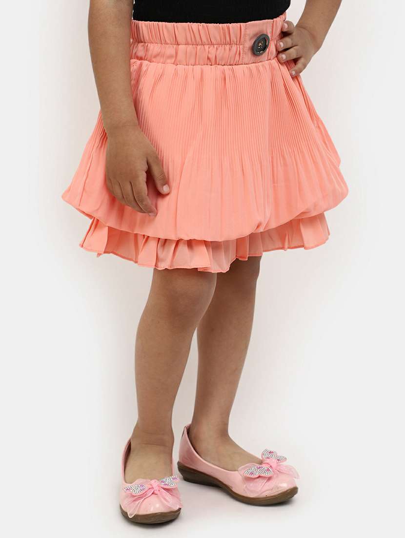 girls coral solid color pleated skirt - 20595943 -  Standard Image - 1