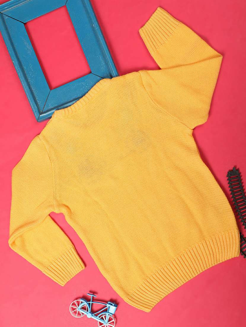 self design embroidered yellow sweater - 20595954 -  Standard Image - 1