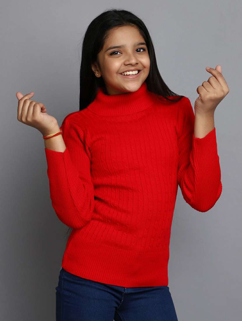 girls red turtle neck sweater