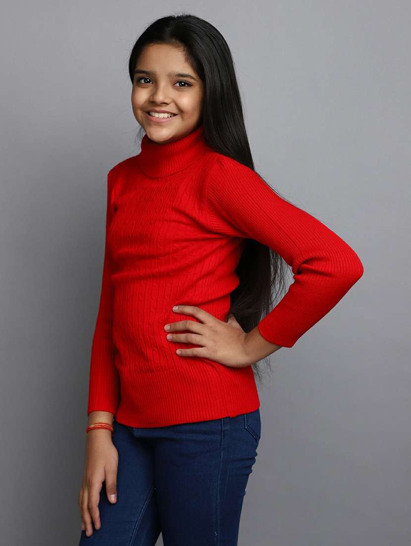 girls red turtle neck sweater - 20595962 -  Standard Image - 1