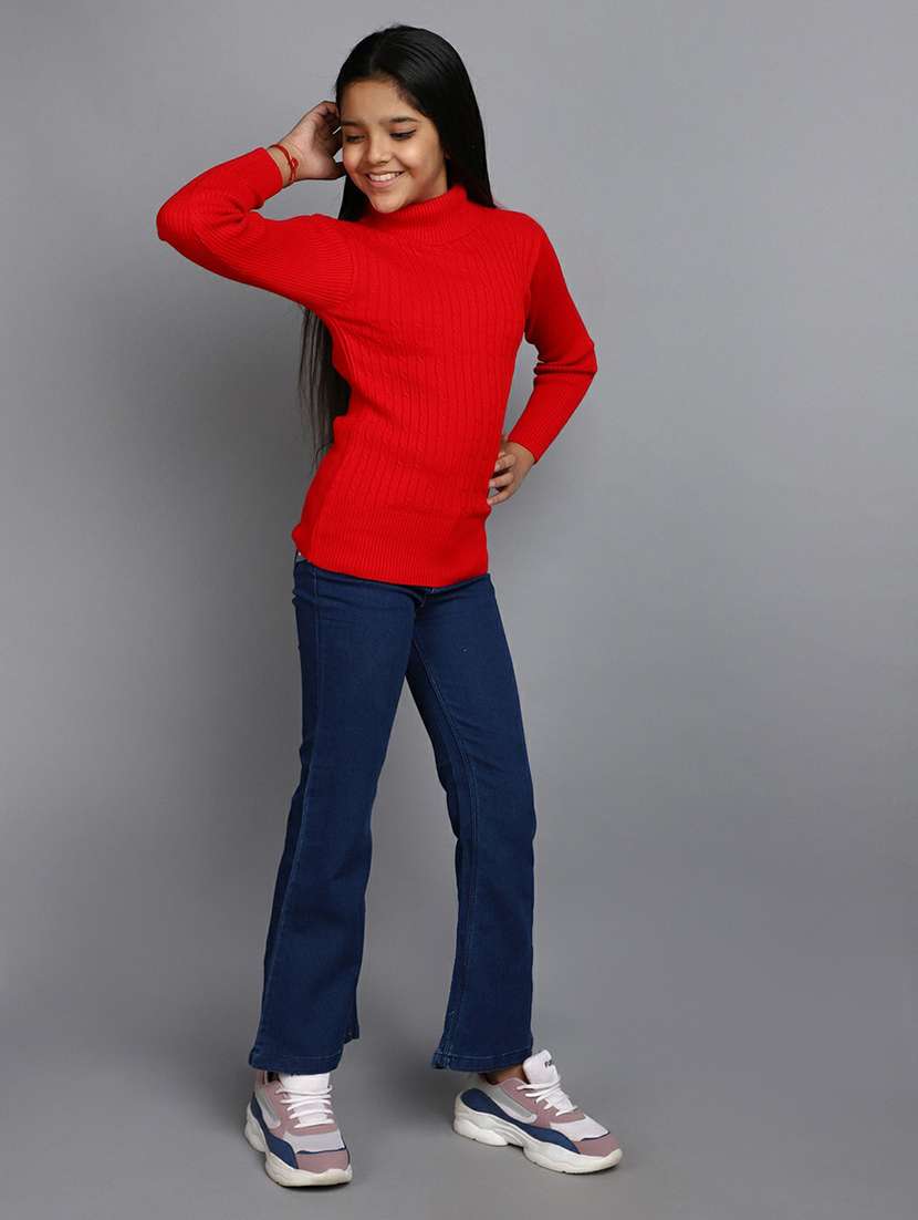 girls red turtle neck sweater - 20595962 -  Standard Image - 4
