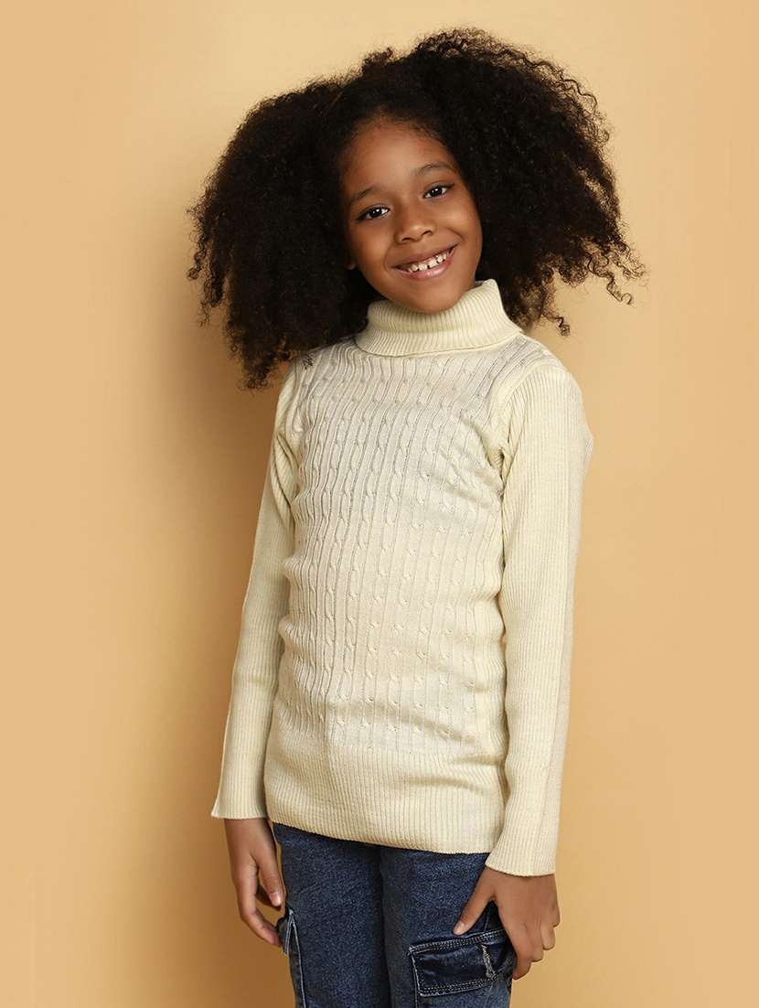 girls light yellow turtle neck sweater - 20595963 -  Standard Image - 1