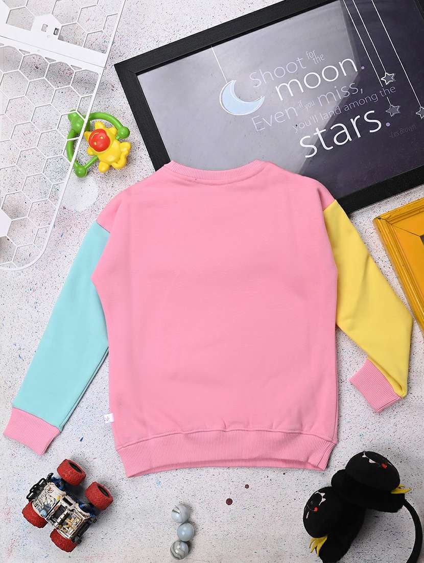 color blocked round neck sweatshirt - 20596017 -  Standard Image - 1