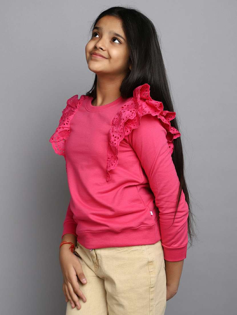 girls long sleeves plain sweatshirt - 20596062 - Standard Image - 1