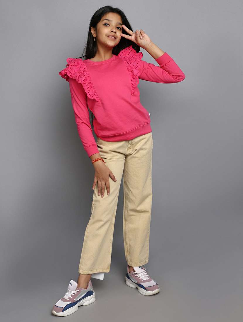 girls long sleeves plain sweatshirt - 20596062 - Standard Image - 4
