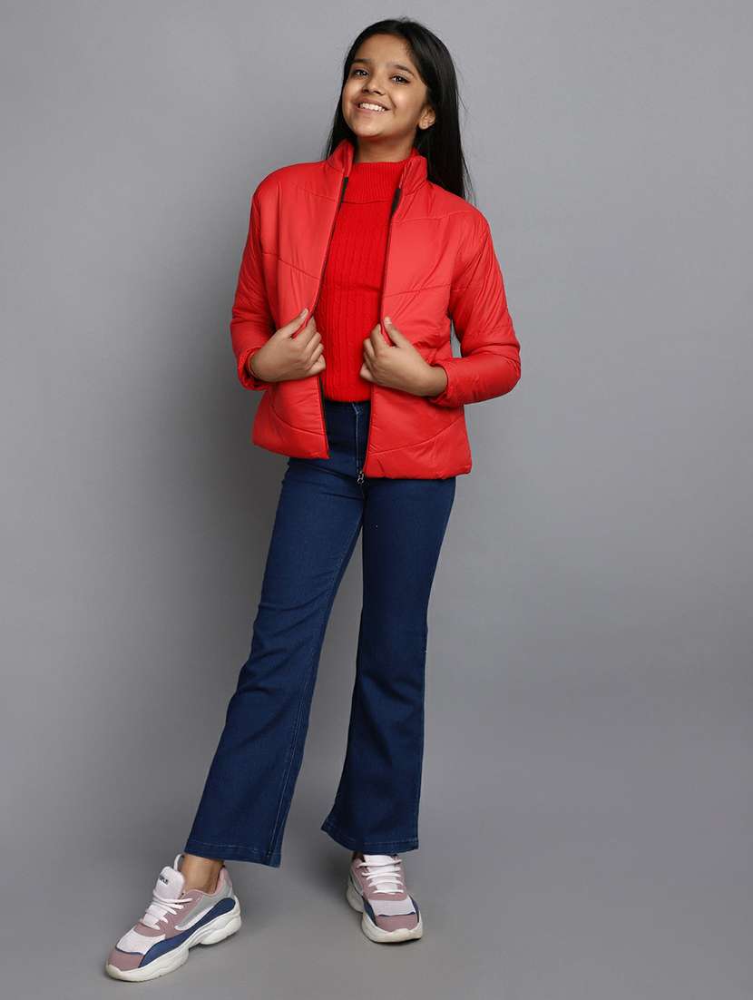 kids solid red detachable hooded jacket - 20596078 -  Standard Image - 4