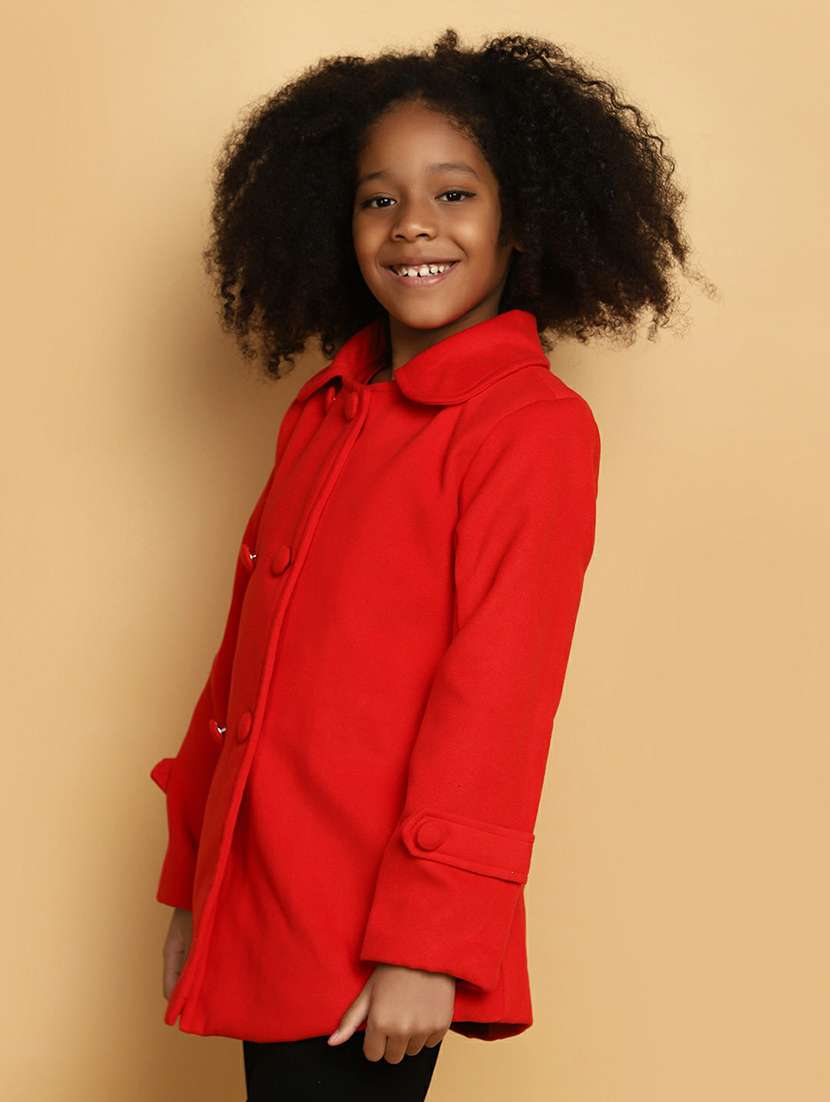 girls red solid jacket - 20596081 -  Standard Image - 1
