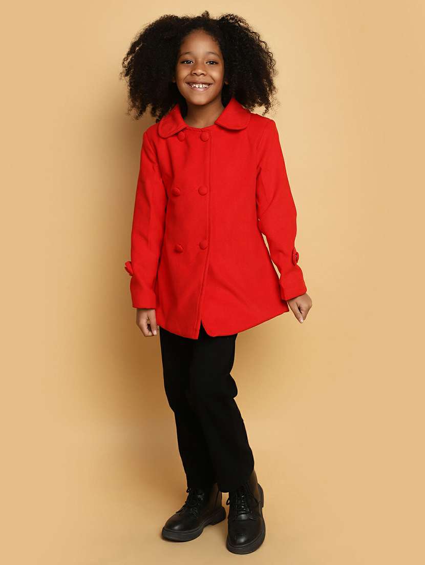 girls red solid jacket - 20596081 -  Standard Image - 4