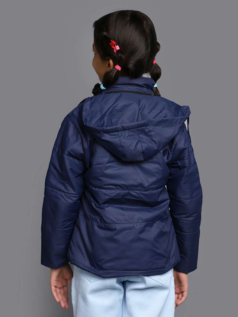 kids navy blue detachable hooded jacket - 20596089 -  Standard Image - 1