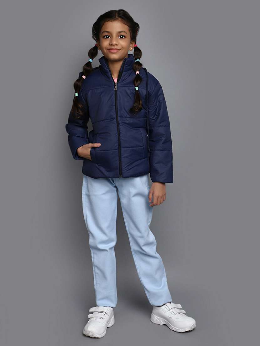 kids navy blue detachable hooded jacket - 20596089 - Standard Image - 4